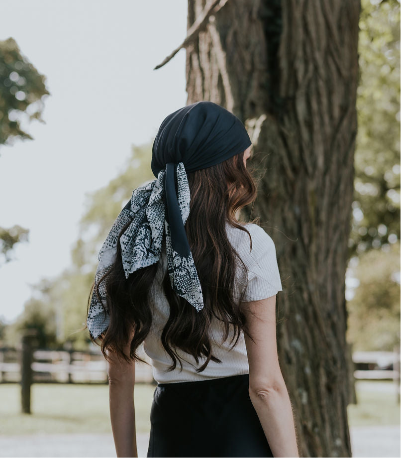 Black With Snakeskin Border Head Scarf