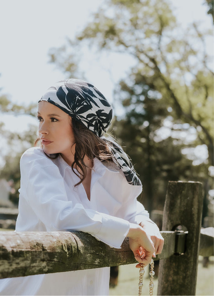 Neutral Palm Tree Head Scarf