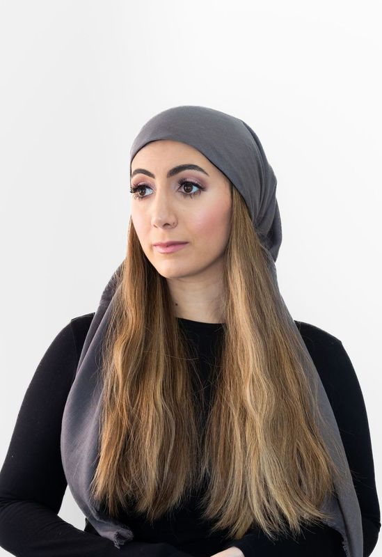 Heather Gray Solid Fringe Head Scarf