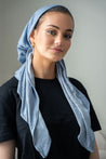 Embrace calm, carefree style with the Sky Cloud Wash Denim Head Scarf. 