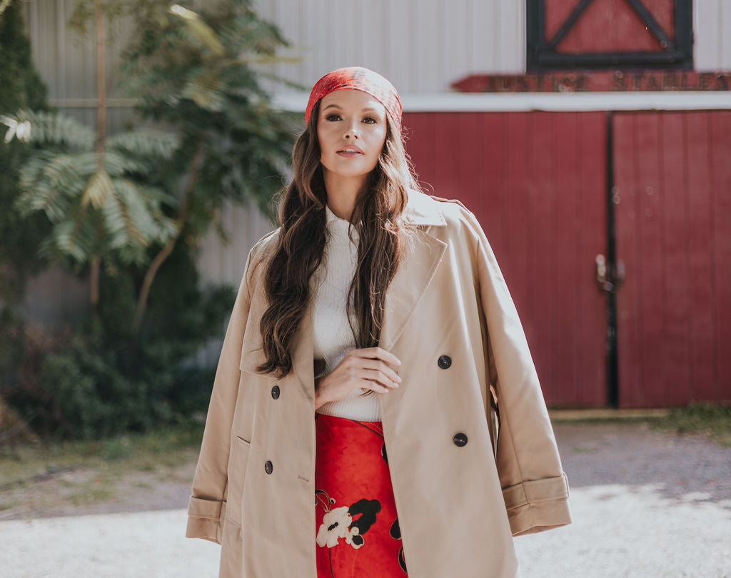 Red Snakeskin Head Scarf