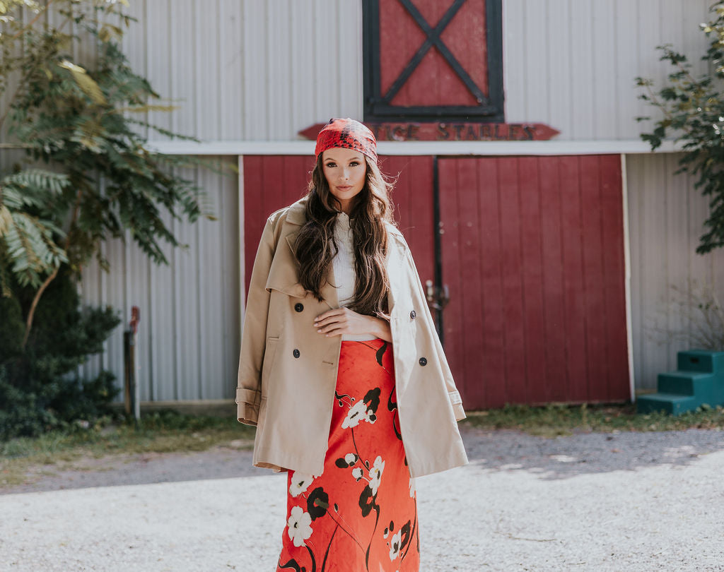 Red Snakeskin Head Scarf