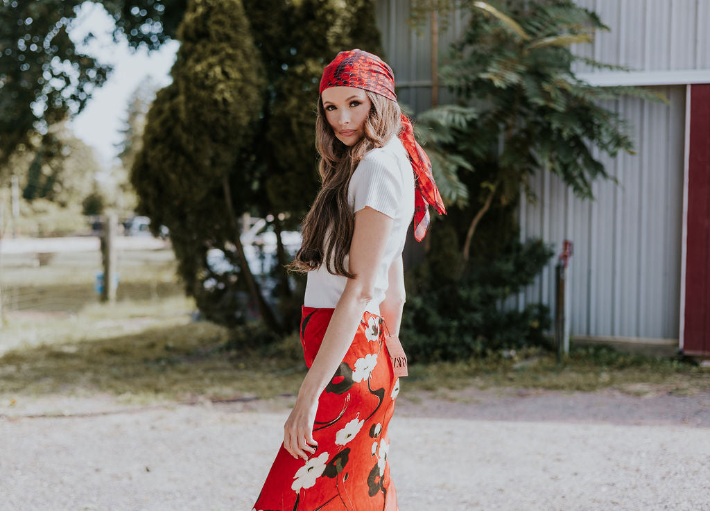 Red Snakeskin Head Scarf