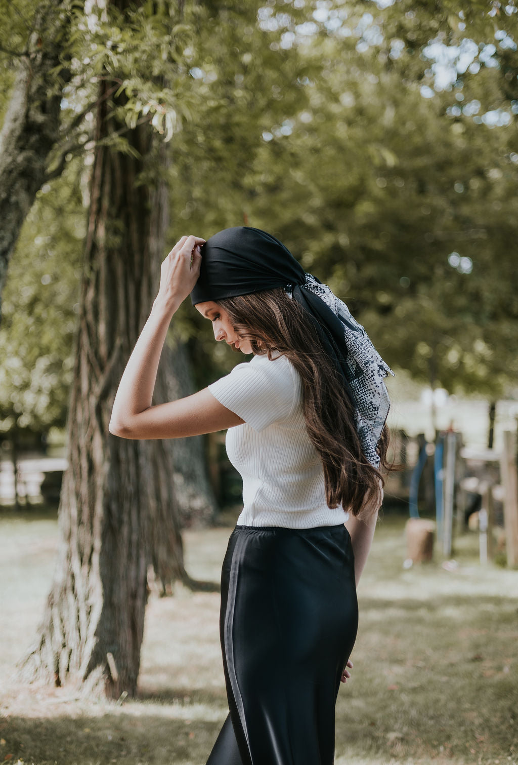 Black With Snakeskin Border Head Scarf