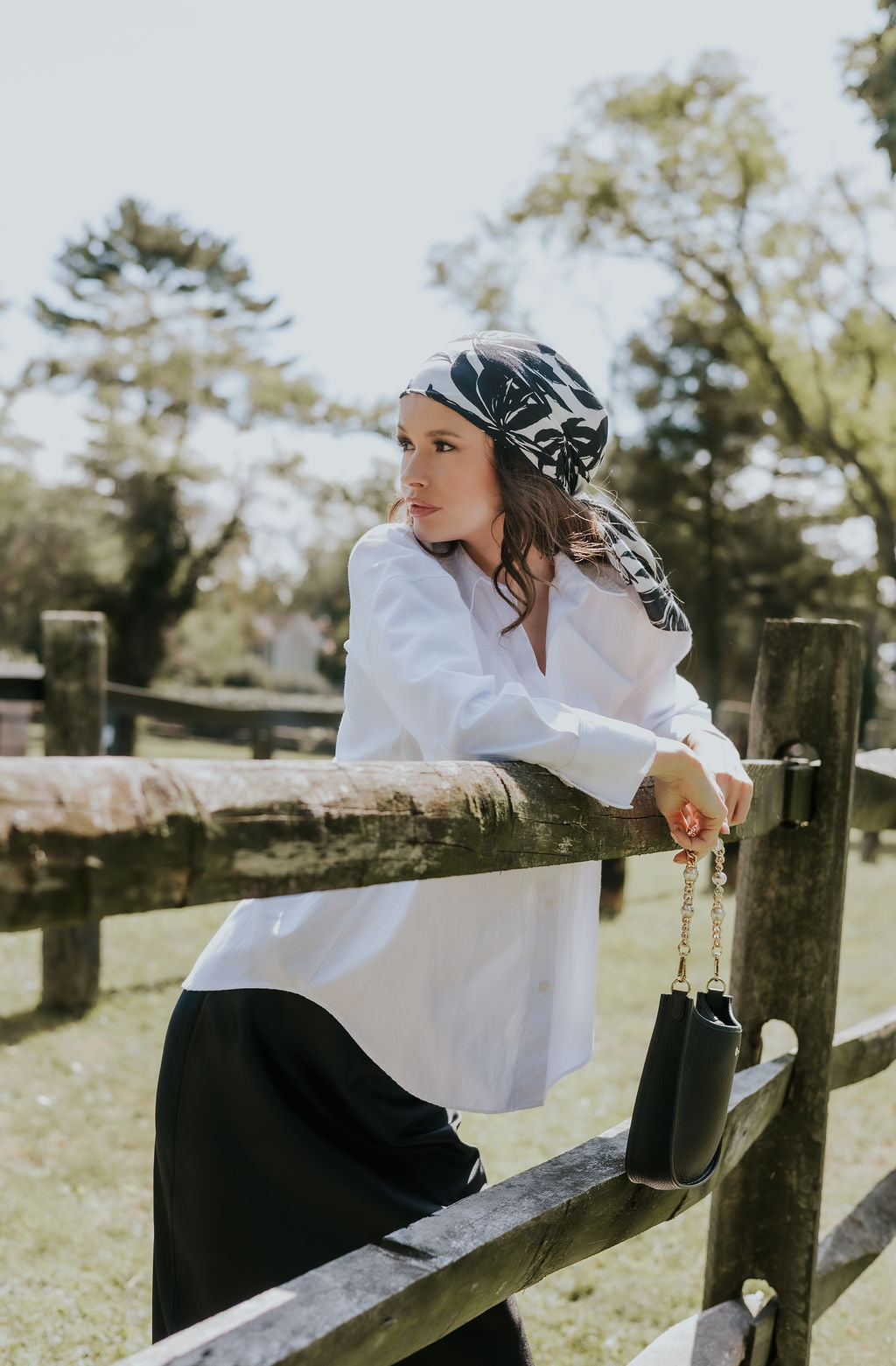 Neutral Palm Tree Head Scarf