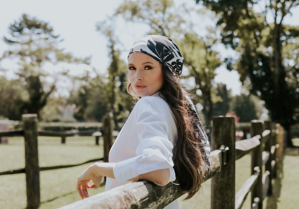 Neutral Palm Tree Head Scarf