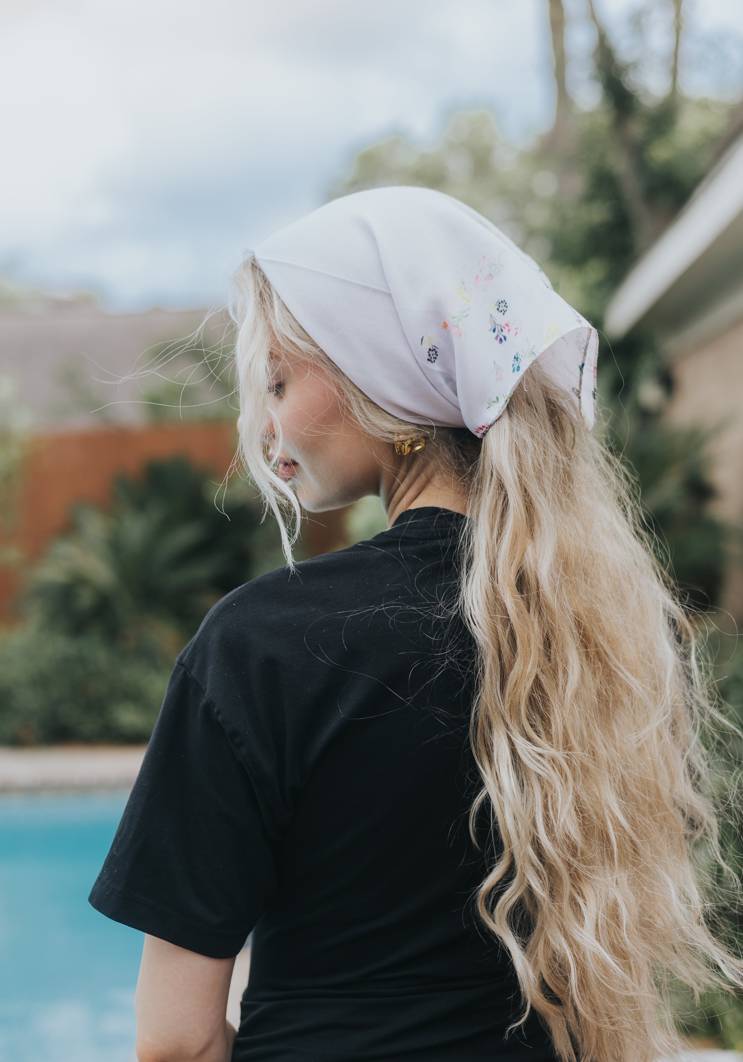 Framed in Florals White Bandana