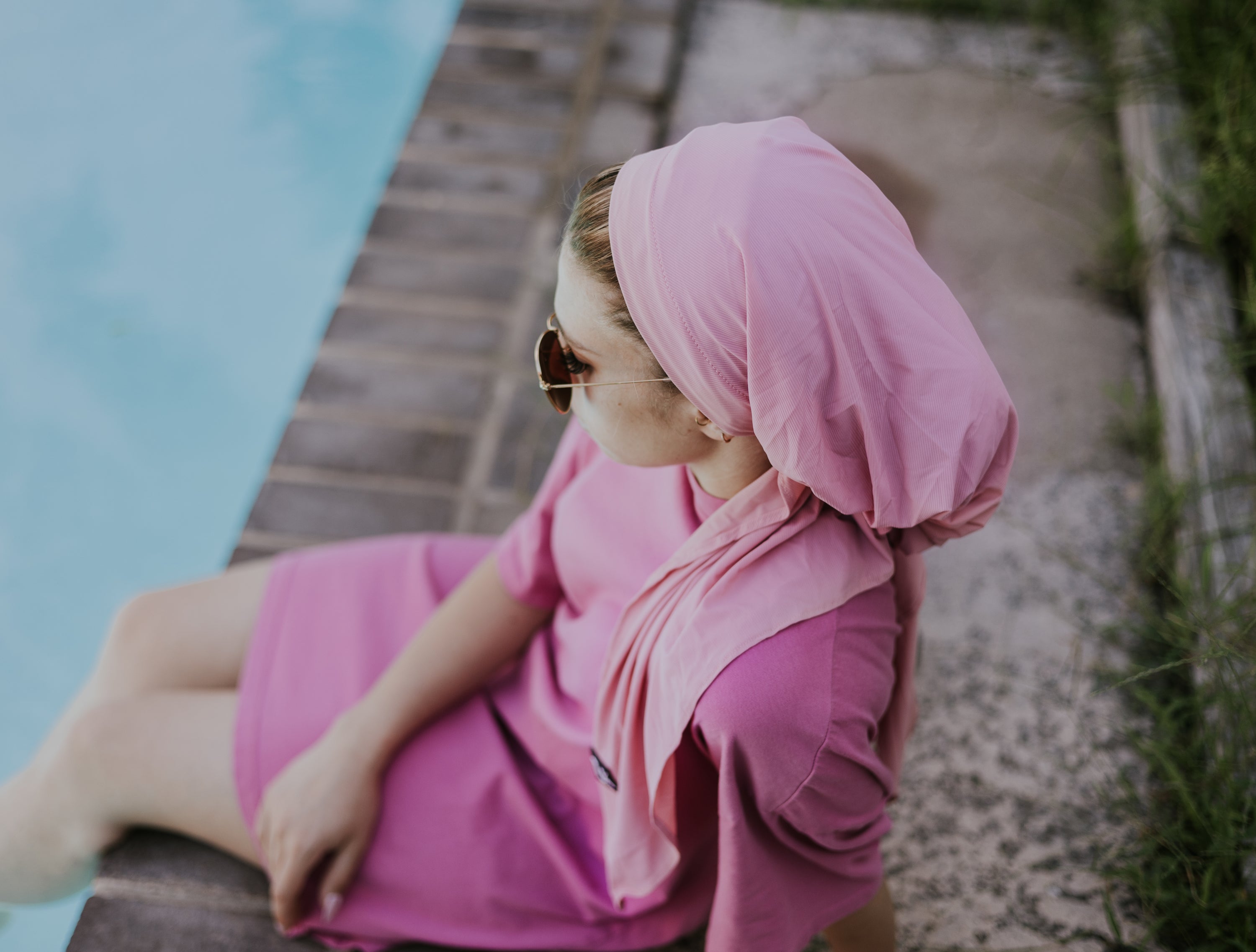 Pink Dri Fit Ribbed (with velvet+silicone strong grip band and drifit dust bag) Head Scarf