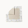 Framed in Florals Beige headscarf with light beige center and delicate floral border, versatile women’s accessory for spring and summer styling