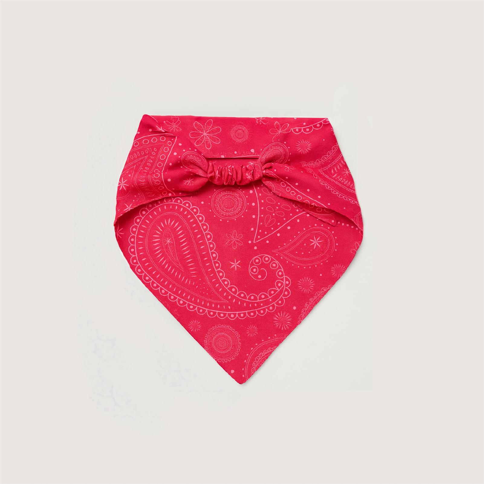 Bright pink paisley headband bandana with elastic back
