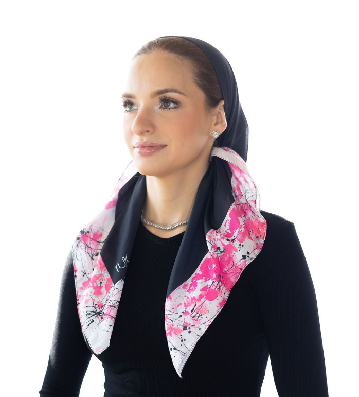 Black With Paint Splatter Border Head Scarf