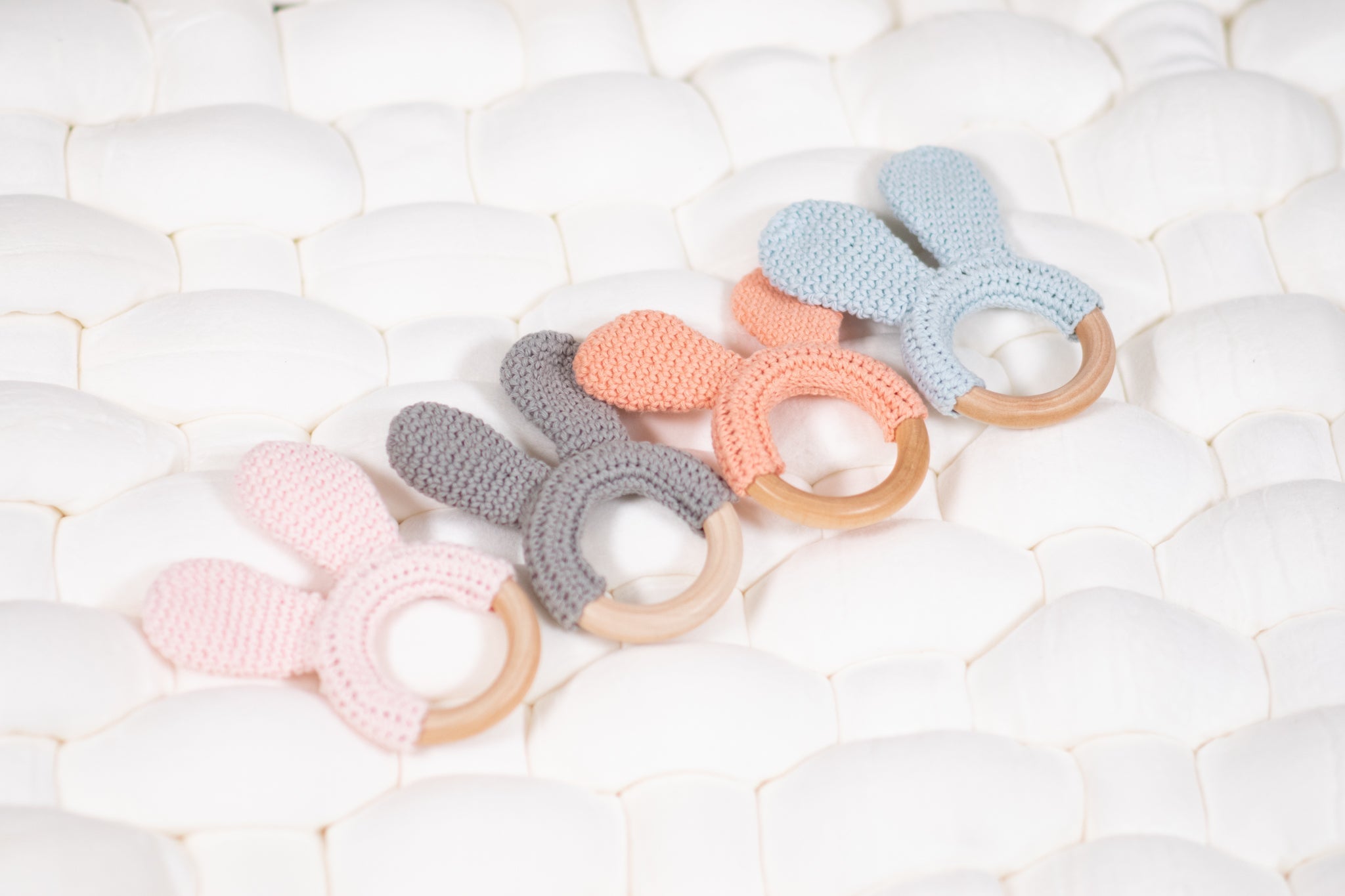 Blue Knit Baby Rattle