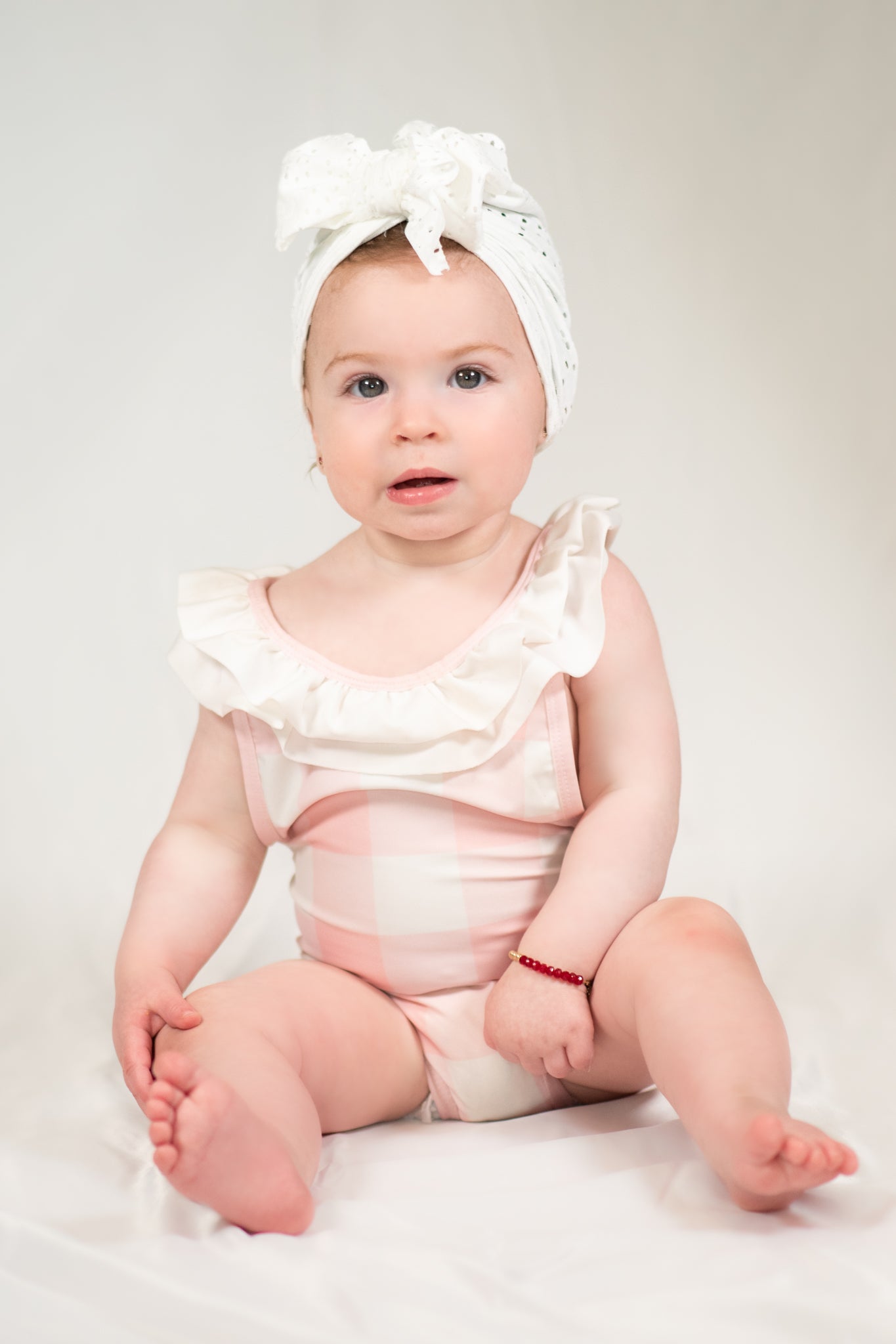 White Baby Eyelet Turban