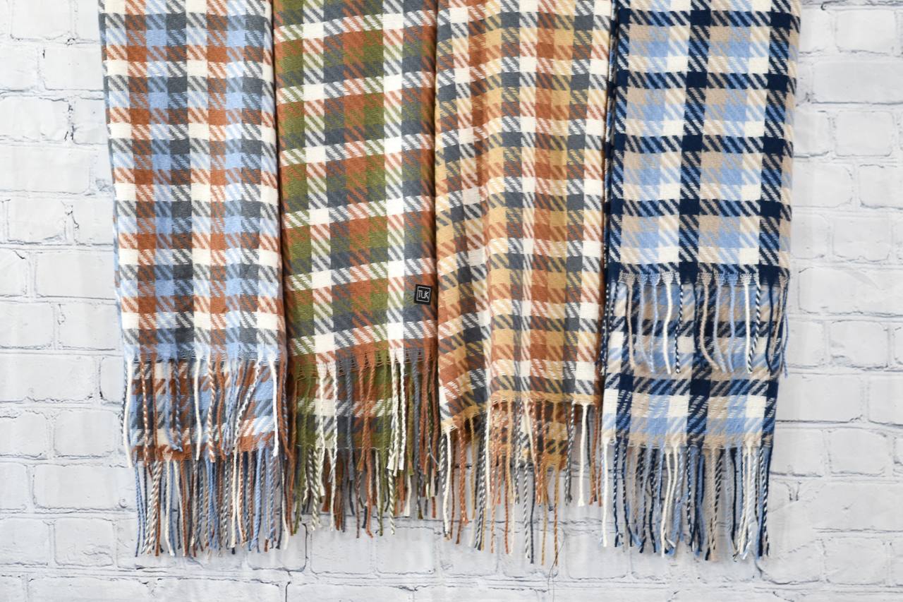 T.U.K. Olive Cable Knit Plaid Winter Scarf
