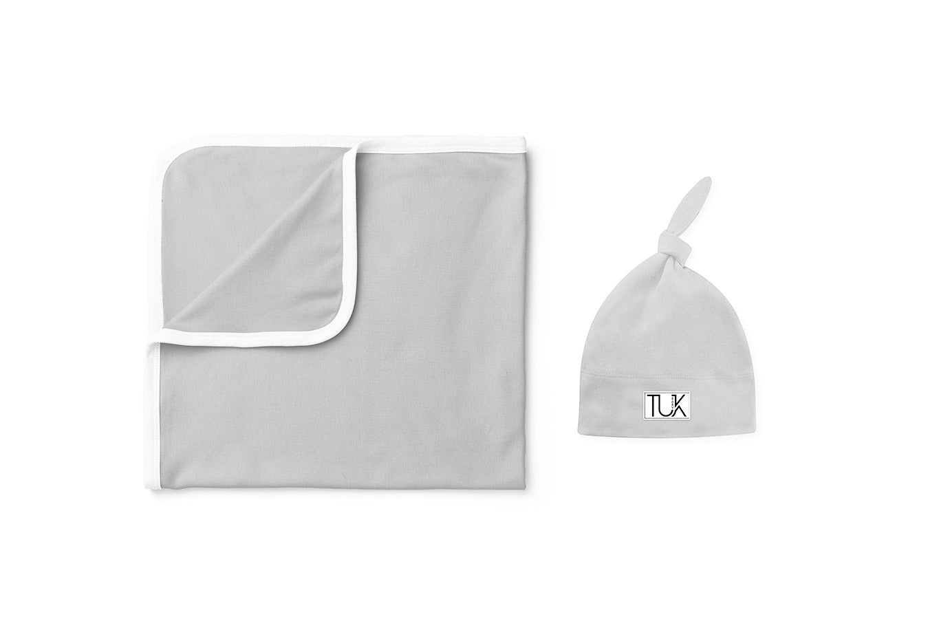 Image of Solid Gray Swaddle/Beanie Set from TUKBaby.