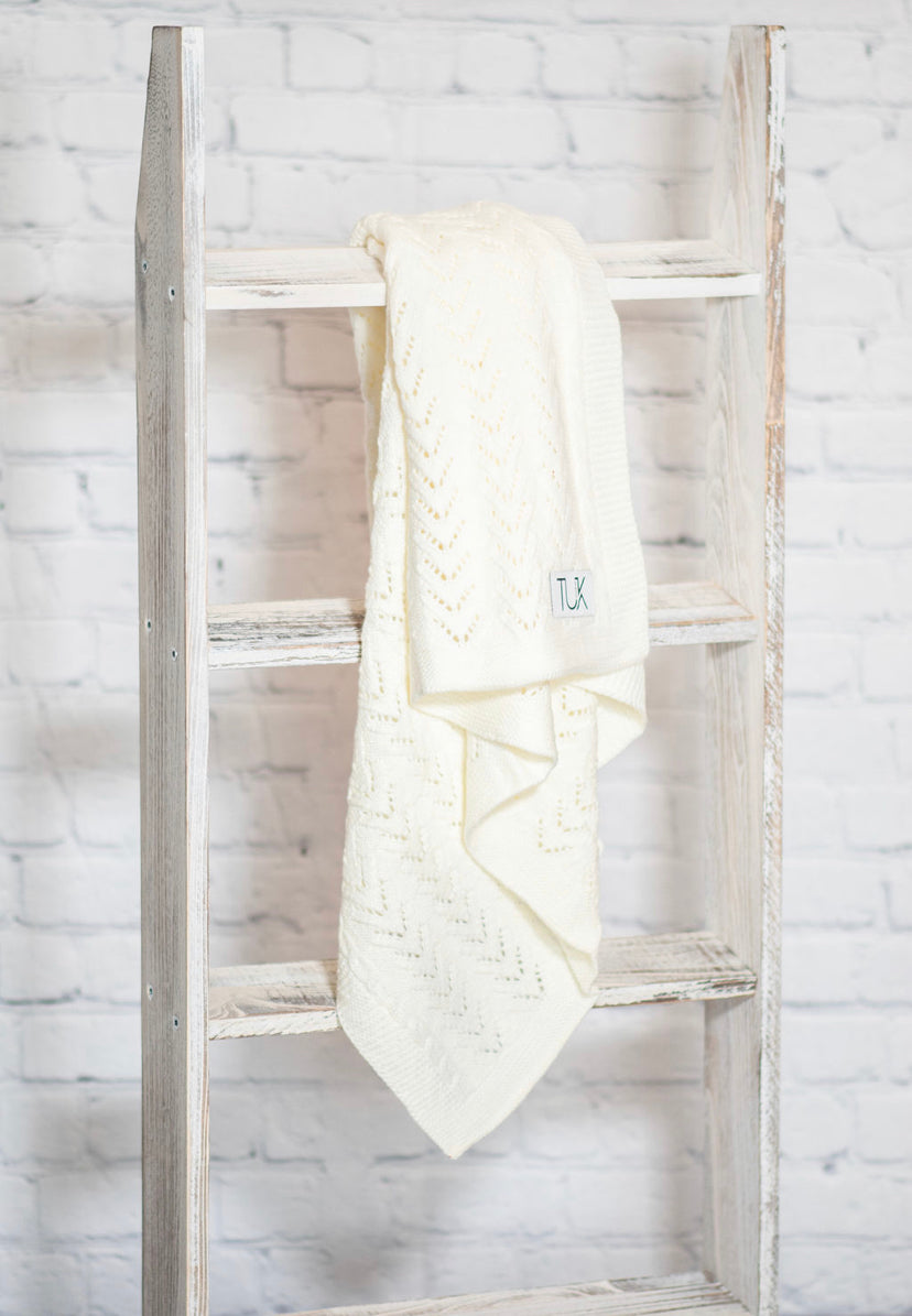 Solid Ivory Knit Blanket