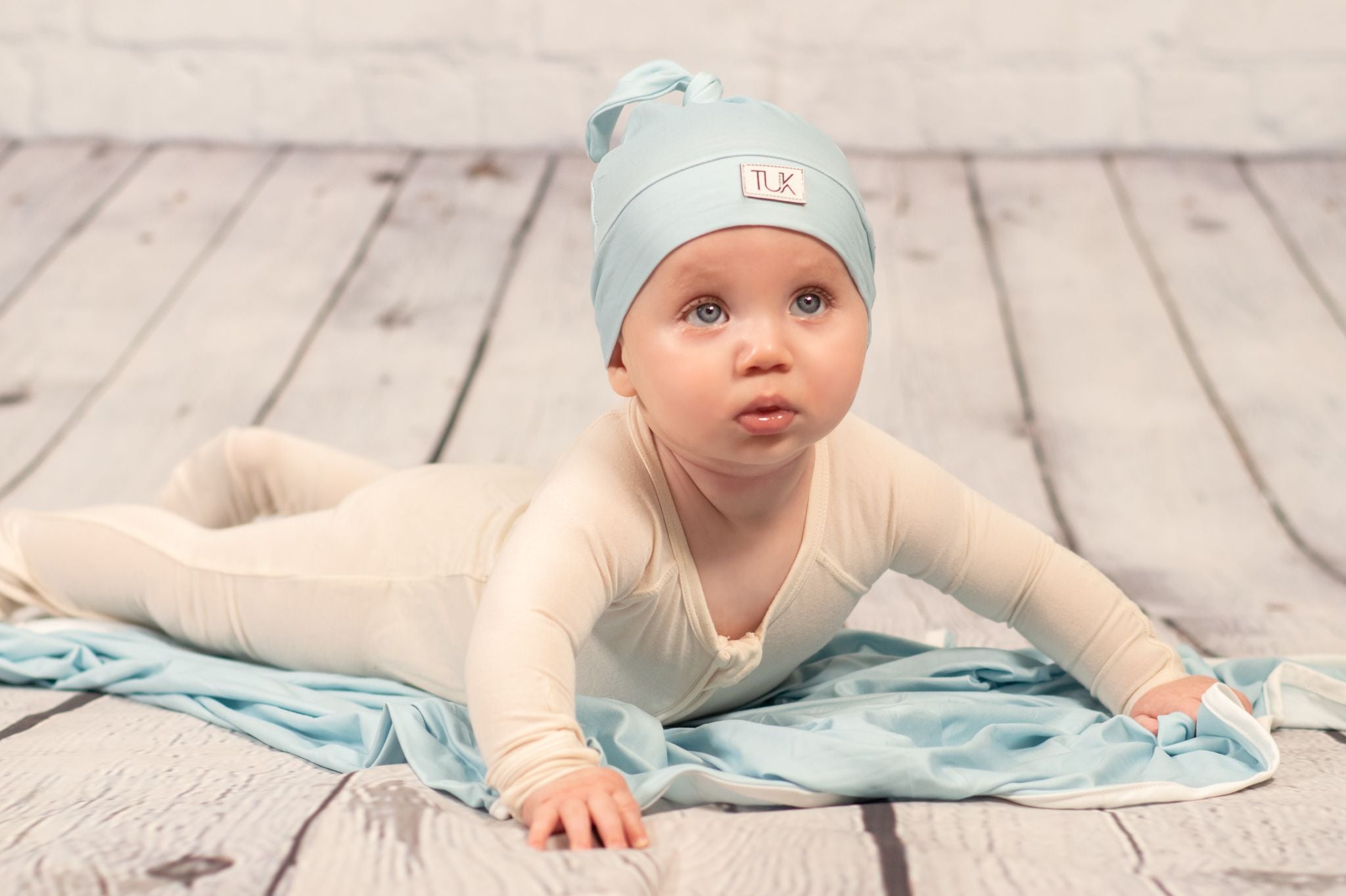 Solid Blue Swaddle/Beanie Set